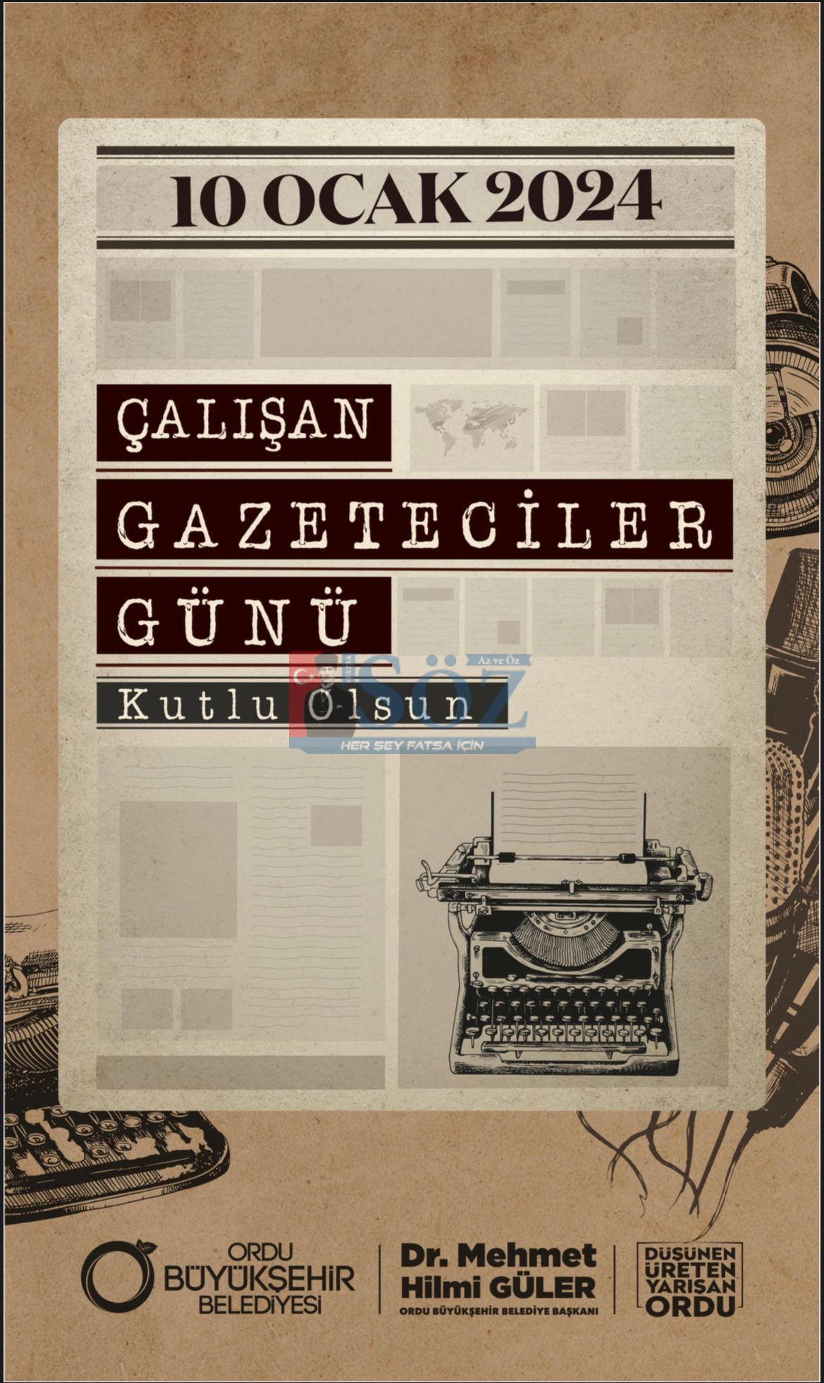ORDU BÜYÜKŞEHİR BELEDİYESİ 10 OCAK ÇALIŞAN GAZETECİLER GÜNÜ İLANI