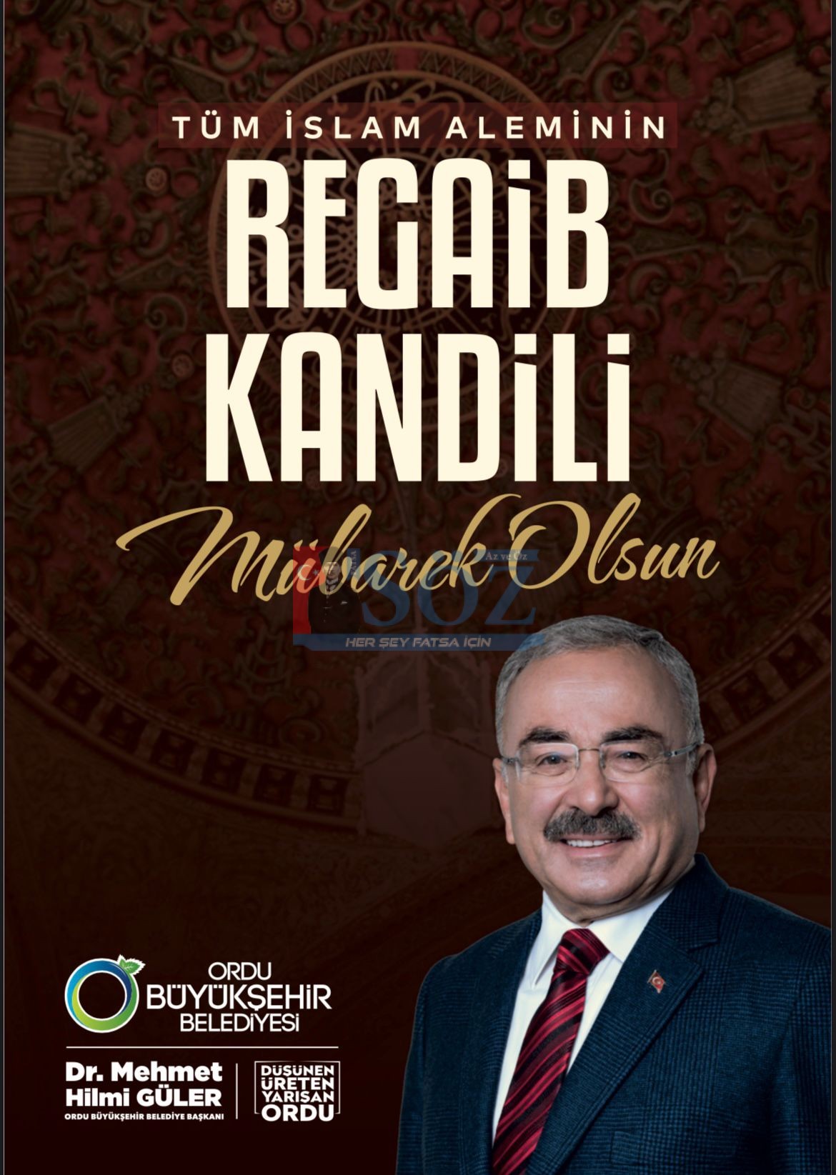ORDU BÜYÜKŞEHİR BELEDİYESİ REGAİP KANDİLİ İLANI