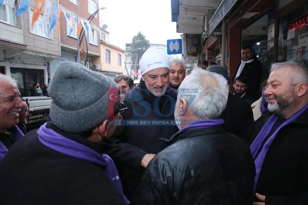 SAĞANAK YAĞMURUN ALTINDA İŞYERLERİNİ TEK TEK ZİYARET ETTİ