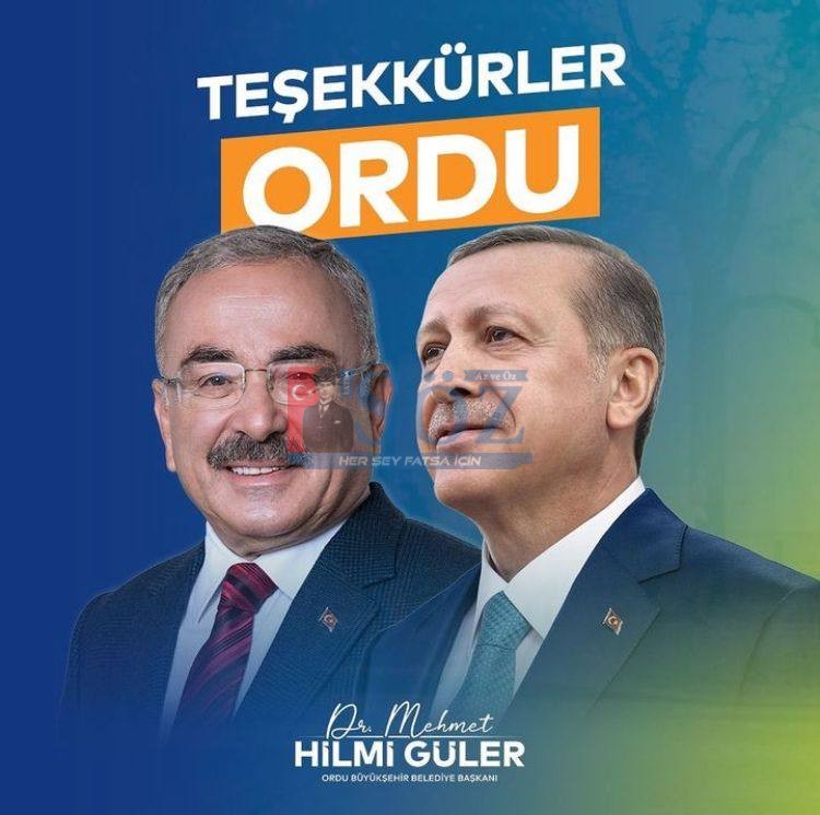 ORDU YENİDEN HİLMİ GÜLER DEDİ