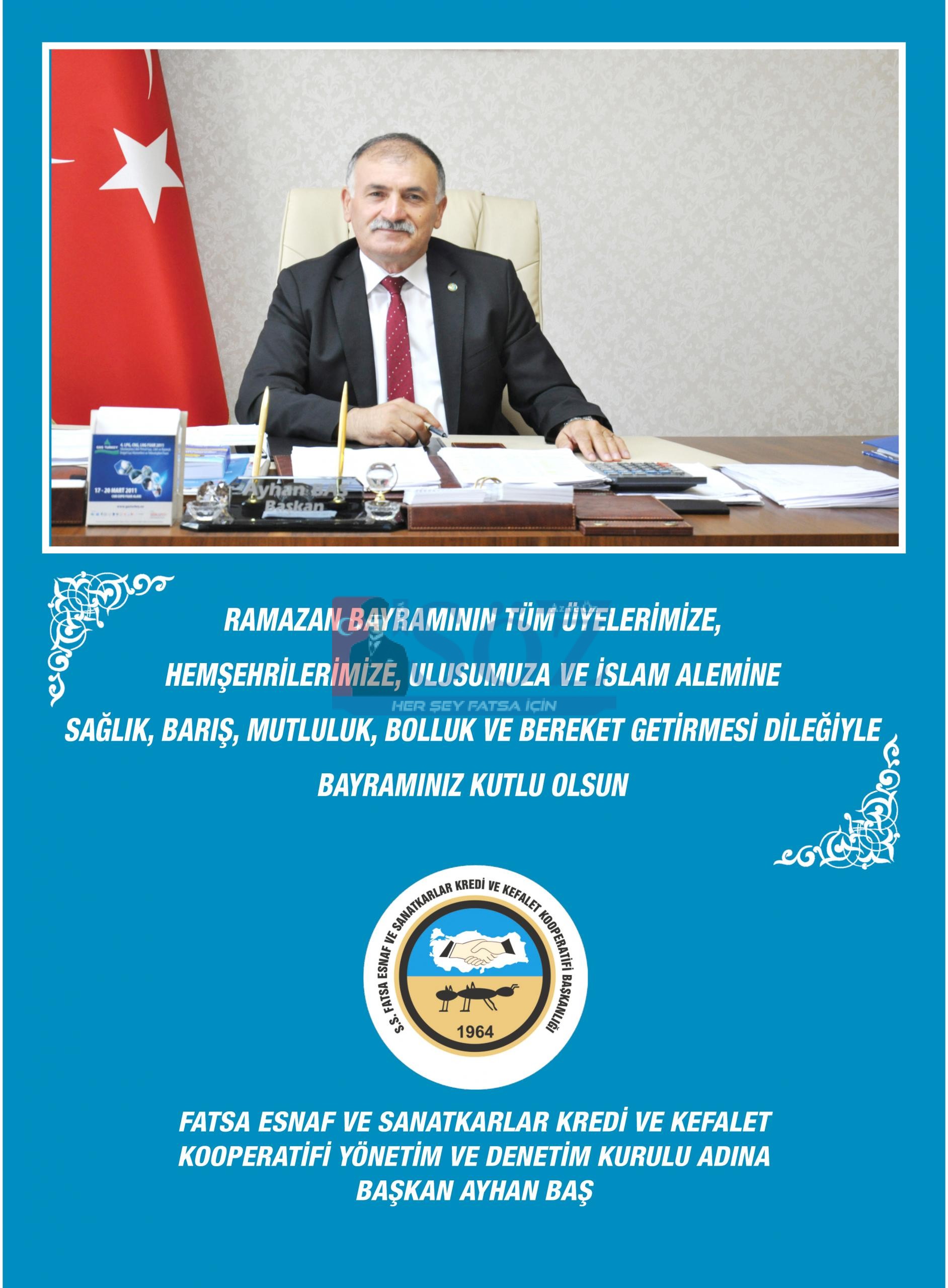 FATSA ESNAF KEFALET KOOPERATİFİ RAMAZAN BAYRAMI İLANI