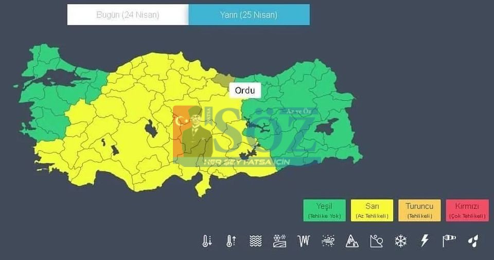 Meteoroloji’den Ordu’ya Toz Taşınımı Uyarısı METEOROLOJİDEN ORDUYA TOZ TAŞINIMI