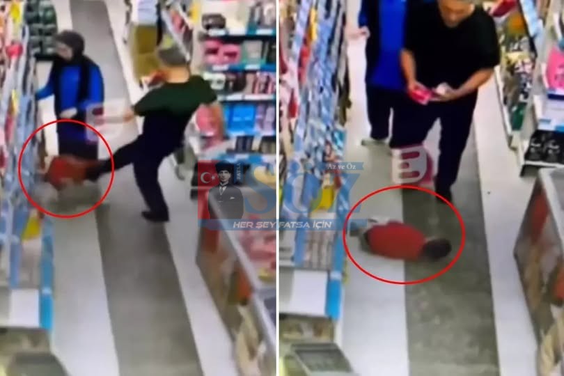 İNFİAL YARATAN GÖRÜNTÜ: MARKETİN ORTASINDA KÜÇÜCÜK ÇOCUĞA YAPTIĞINA BAKIN