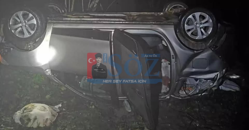 TİREBOLU’DA OTOMOBİL 20 METRELİK UÇURUMA YUVARLANDI:4 YARALI