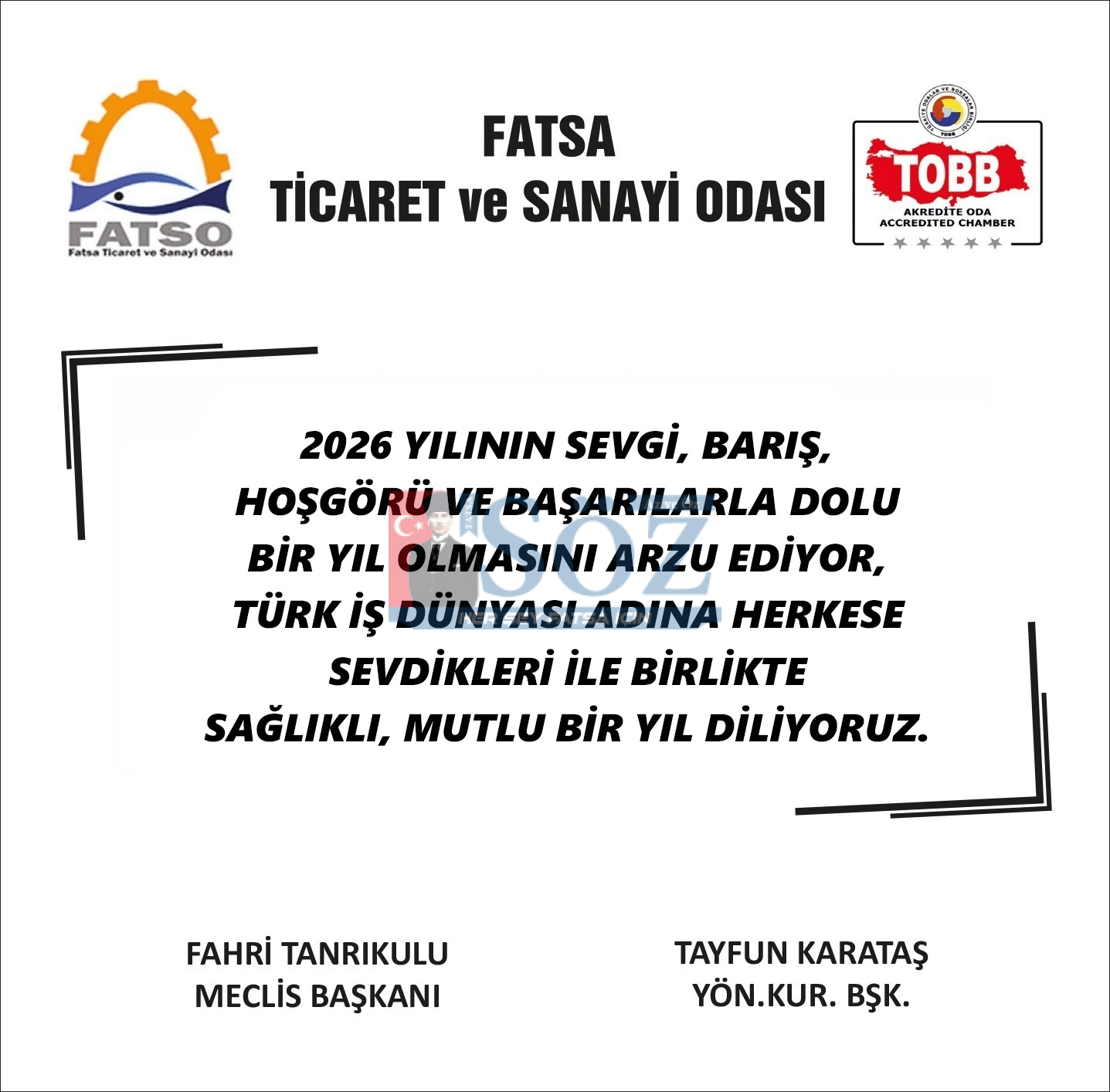 FATSA TİCARET VE SANAYİ ODASI YENİ YIL İLANI