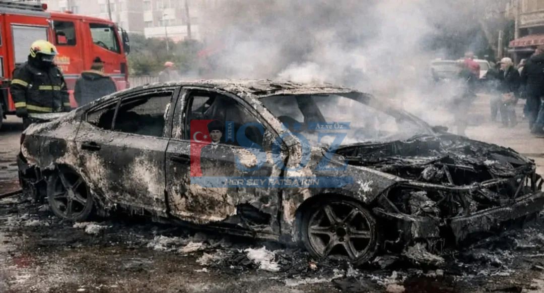 ORDULU MÜHENDİSİN ARACI ALEVLERE TESLİM OLDU