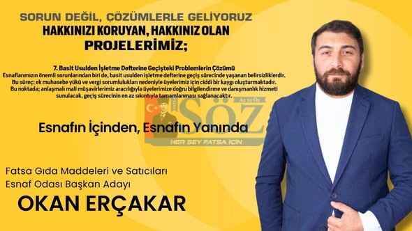 FATSA GIDA MADDELERİ ODASI BAŞKAN ADAYI OKAN ERÇAKAR’IN BAZI PROJELERİ…
