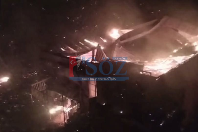 ASLANCAMİ’DE AHŞAP EV ALEVLERE TESLİM OLDU