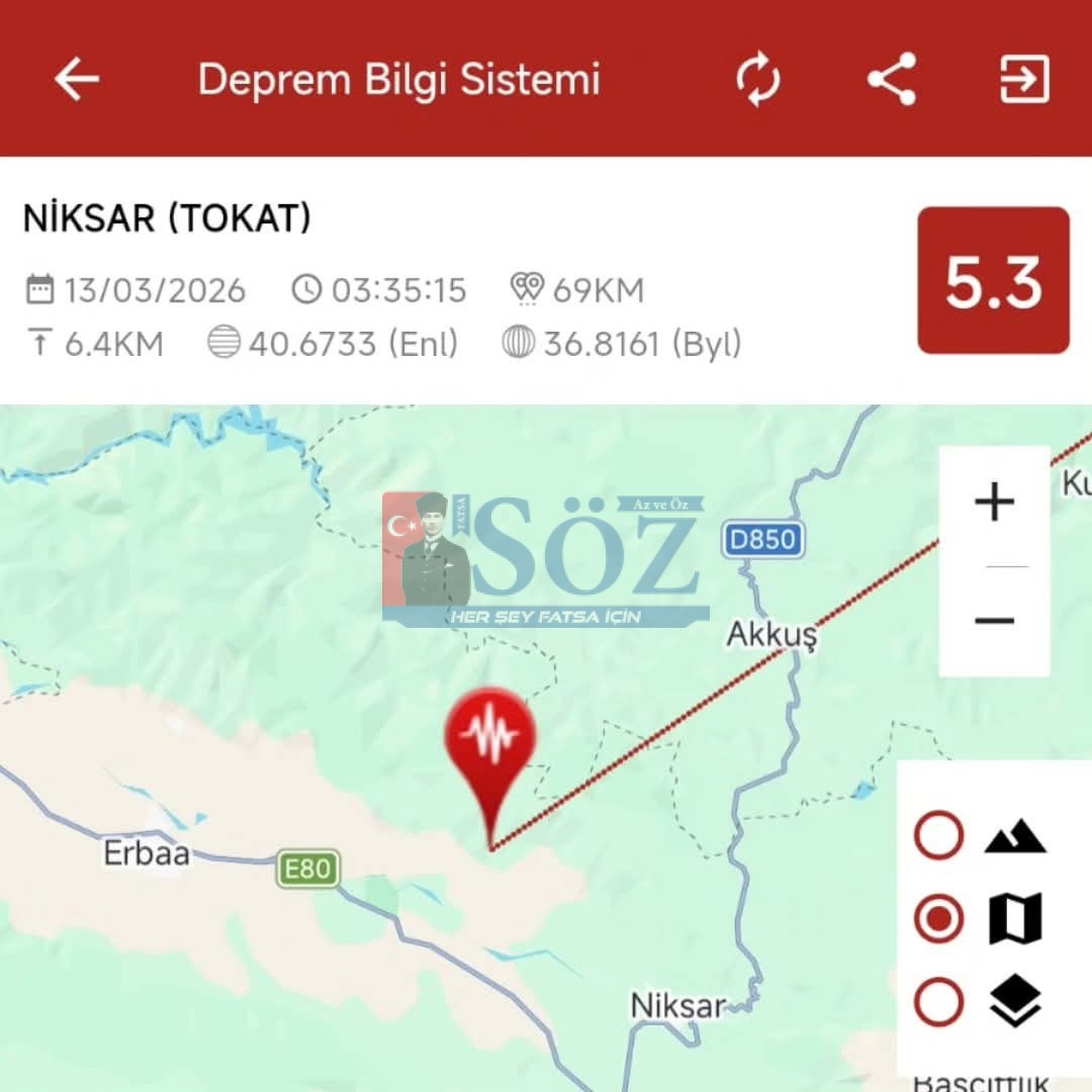 Tokat’ta Meydana Gelen Deprem Fatsa’da da Hissedildi