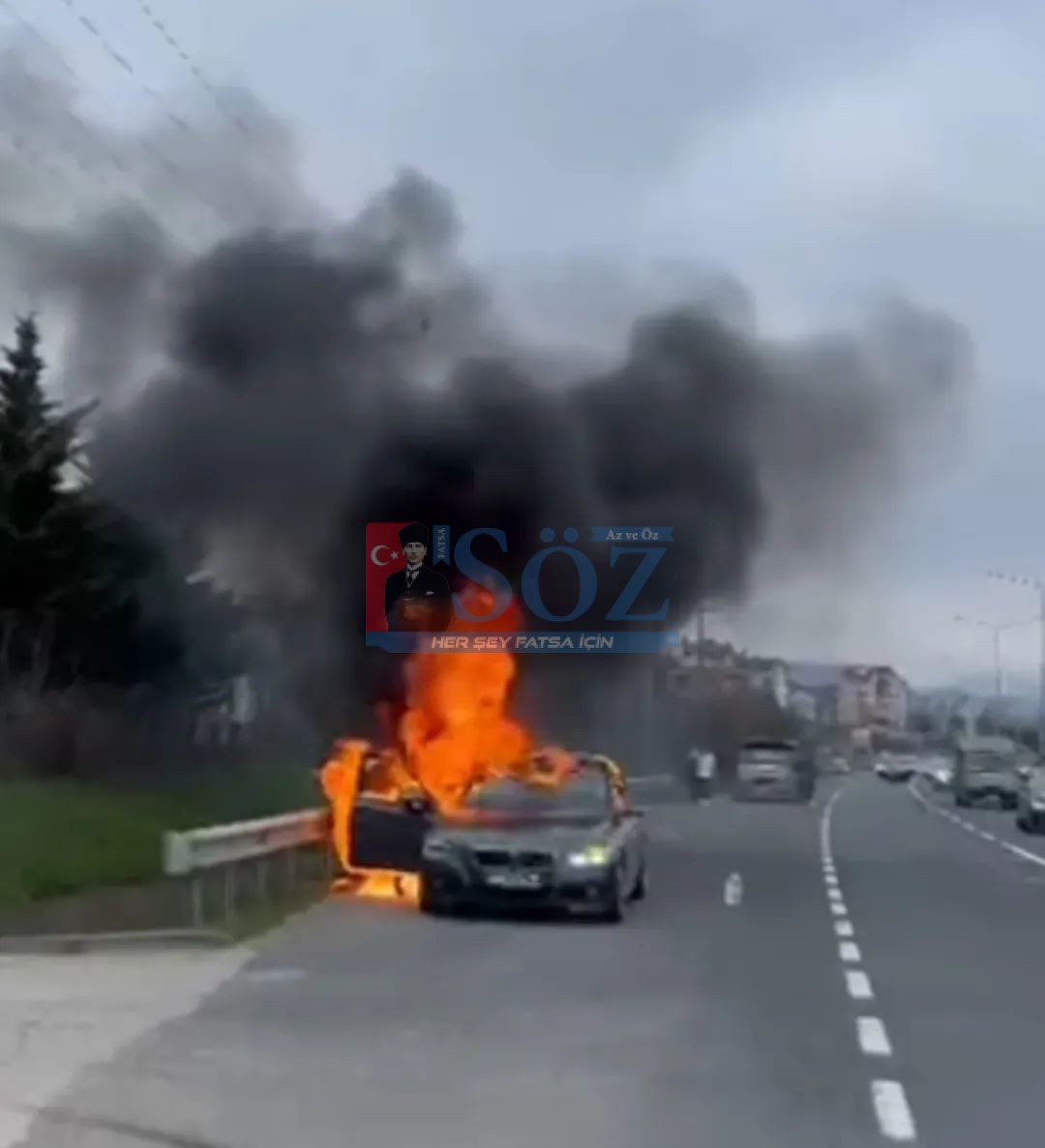 Ünye–Fatsa Yolunda Araç Yangını