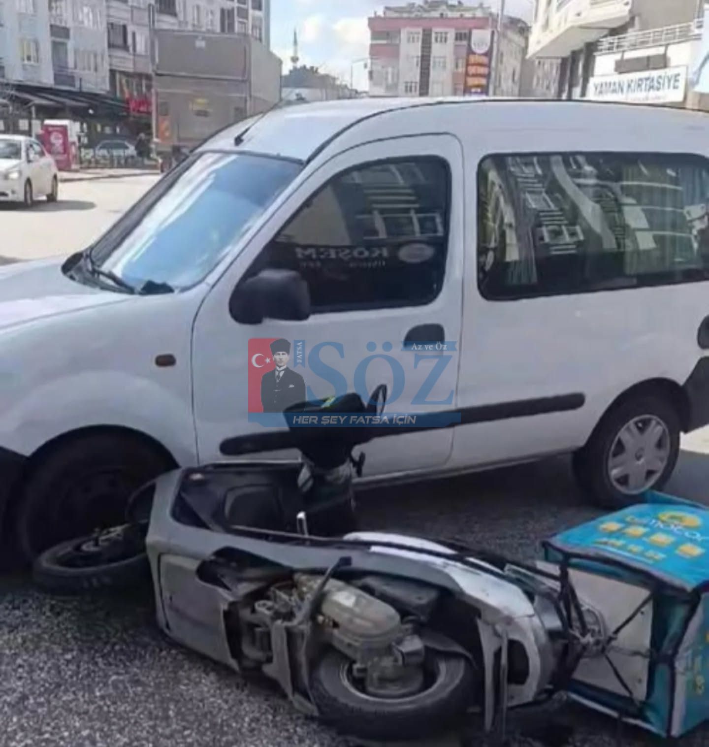 Ordu’da Motokurye ile Hafif Ticari Araç Çarpıştı.