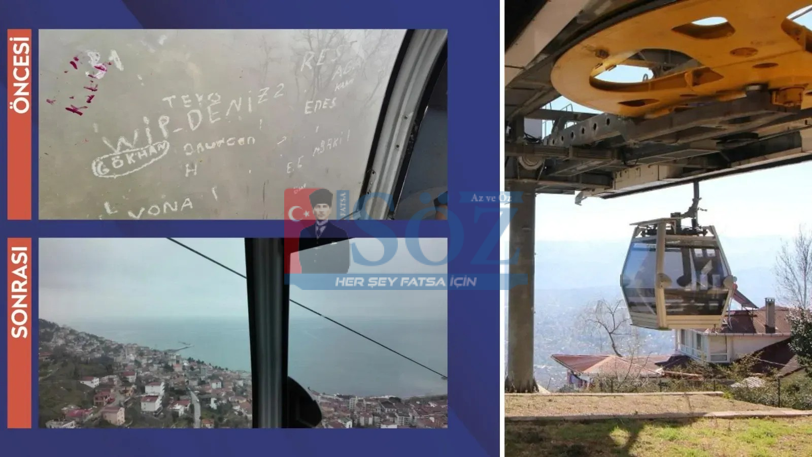 TELEFERİKTE CAMLAR YENİLENDİ