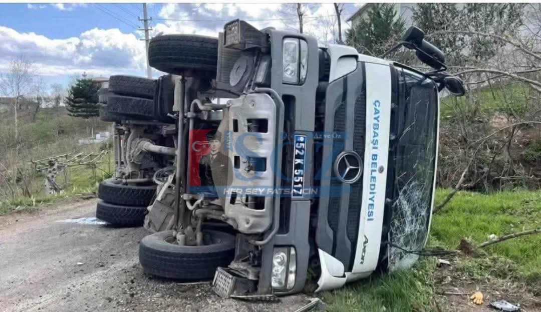 Ordu’da Korkutan Kaza! Beton Mikseri Devrildi