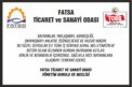 FATSA TİCARET VE SANAYİ ODASI’NDAN KURBAN BAYRAMI MESAJI
