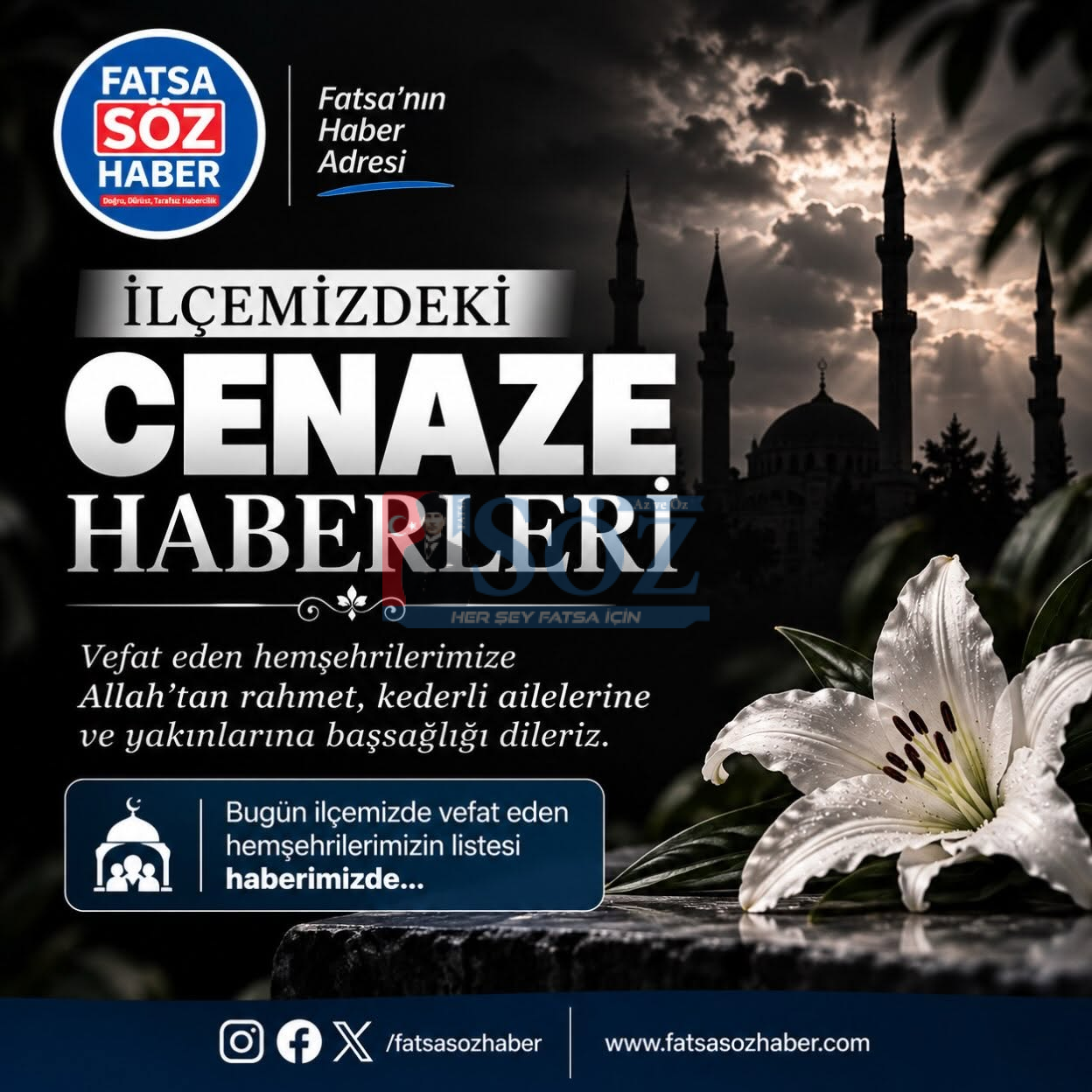FATSA CENAZE İLANI VE NÖBETÇİ ECZANELER 6.10.2026 3 VEFAT